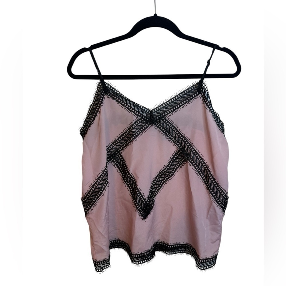 Aqua Baby Pink Lace Trim Y2K Camisole Top